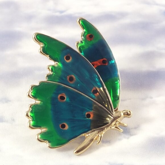 Green Butterfly Brooch Pin - Picture 14 of 14